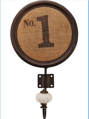 Elements No. 1 Burlap Wall Hook - Brown & Natural Metal Hook W/Burlap 10in tall